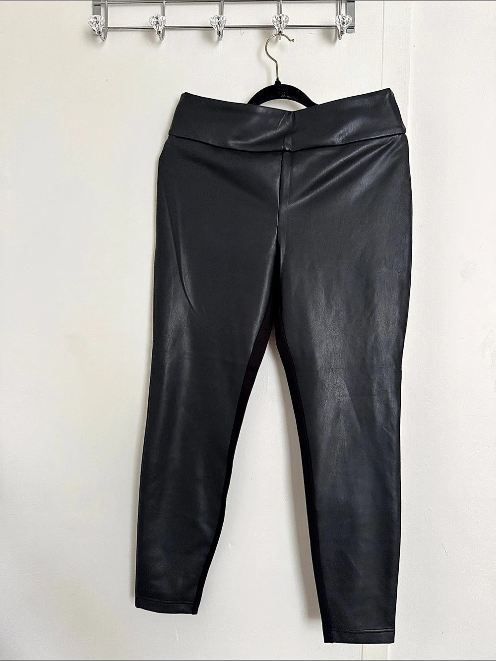 NWOT Reitmans Mixed Media Faux Leather Ponte Leggings Black - Size 12